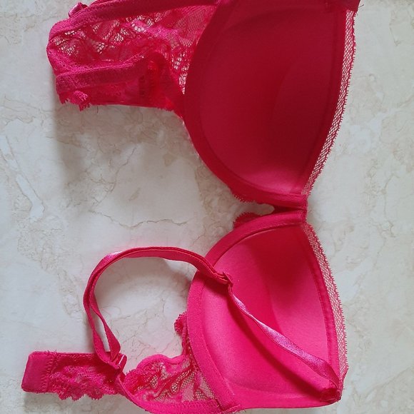 Calvin Klein Hot Pink Lace Push up Bra 32B - Picture 2 of 5